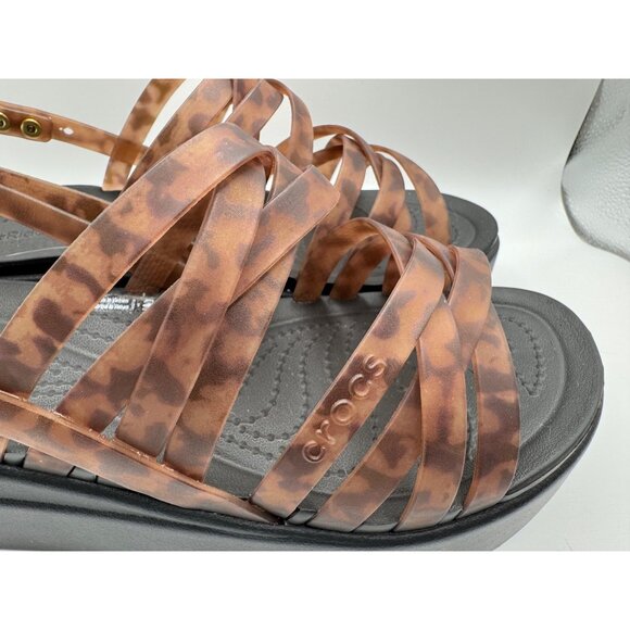 Crocs Brooklyn Tortoise Strappy Wedge Platform Sandals Women's Size 8 - Picture 4 of 11
